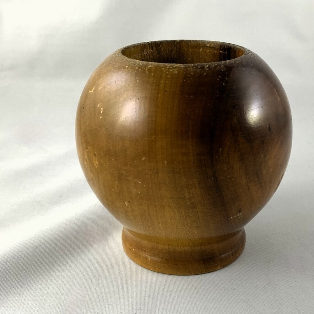 Vintage Myrtlewood Polished Vase, Solid Wood, Mid-Century Modern MCM 1960s